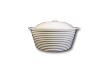 image of White China Casserole Dish with Lid 9" dia / 3.5" deep